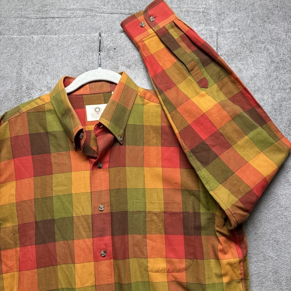 Viyella Men's Wool Blend Shirt Large Plaid Button Down Hiking Cabin Outdoor Look
